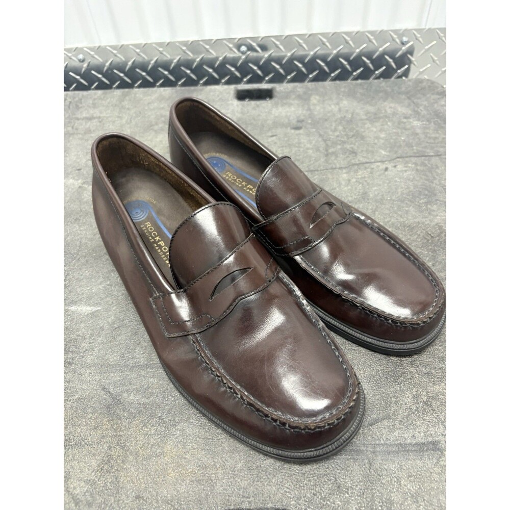 Rockport Men’s Burgundy Leather Penny Loafers Size 12M Slip On Shoes